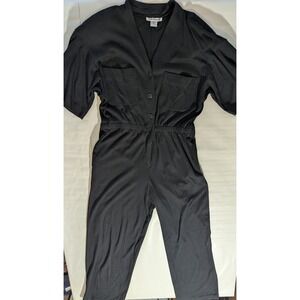 VTG Anne Klein II Black 100% Cotton Short Sleeve Jumpsuit L